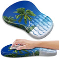 YIWEI Ergonomic Mouse Pad with Wrist Rest for Carpal Tunnel Pain Relief | Memory Foam Wrist Support,Non-Slip Rubber Base, Keyboard Computer Mousepad,Lycra Cloth Surface,Gaming Home Office - color: Beach-3