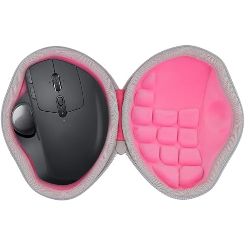 co2CREA Hard Case for Logitech MX Ergo/M575 Wireless Trackball Mouse, Pink | Portable Travel Storage Box, Protective EVA Carrying Bag with Shockproof Foam Cushion and Wrist Strap - color: Pink Case