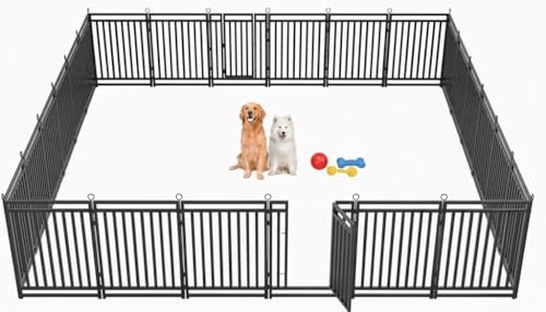 Thickened Outdoor Dog Fence, 47" H, 24 Panels for Yard & Camping | Easy Setup, Flexible Layouts, Thickened Panels, Heavy-Duty, for Medium & Large Dogs and Farm Use, Patented - size: 47" height, style: 24 Panels