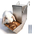 Rabbit Feeder - Small Animal Stainless Steel Gravity Feeding Trough with Lid, Outdoor Durable Cage Feeder Holds Several Days' Food (4 Inch/1.5Lbs) - size: 1 pc