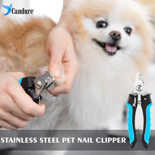 Candure Pet Nail Clippers Professional Nail Trimmer Suitable for Puppy, Cats, Rabbits and Guinea Pigs - Safety Lock/Protective Guard to Avoid Over Cutting (Blue, Small) - color: Bright Blue, size: Medium to Small Pets