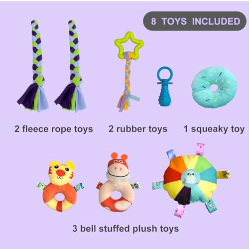 Puppy Play Gym for small dogs with 8 Hanging Interactive Toys Indoor Play | Funny Enrichment Jungle Playground to Keep Them Busy，with Bungee Straps for self-play,19.5*19.5*19.5in
