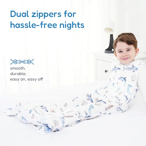 TotAha Toddler Sleep Sack 2T-3T-4T, Premium Light Wearable Blanket Baby Sleeping Bag with 2-Way Safe Zippers For Girl Boy - color: Whale Wonders, size: 2T-4T