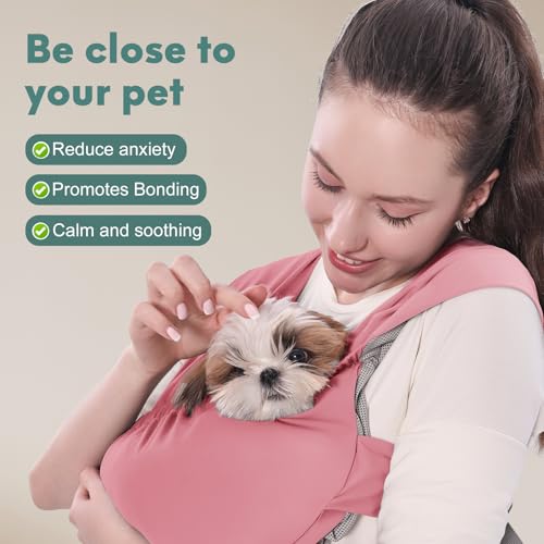 Supet Dog Sling Carrier for Small Pet, Adjustable Hands Free Front Backpack | Reduces Back & Neck Pain, Anti-Anxiety Chest Pouch, Soft Breathable Fabric, Fit Small Dogs, Cats, Puppy, Pink Regular 0-9Lbs - color: Pink, size: Regular