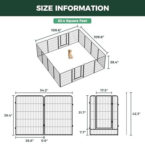 FXW Instant Dog Playpen, RV Camping, Outdoor & Yard, 40" H, 16 Panels | Portable, Easy setup, Heavy-duty, DIY layouts, For Medium & Large Dogs, Patented - size: 40"H
