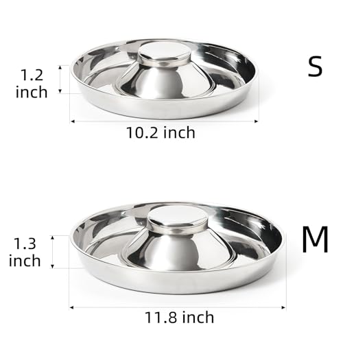 2 Pack Stainless Steel Puppy Bowls, Dog Feeding Bowl | Mush Feeder for Litters, Shallow Weaning for Food and Water, Multiple Dishes - size: S-10.2in/4¼ cups