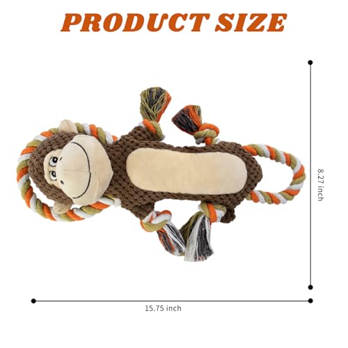 Squeaky Monkey Dog Toy for Large Dogs | large dog toys for big dogs Stuffed Plush, Crinkle Paper, Interactive puppy monkey toy, Rope Toy, For Small, Middle, - style: Monkey Shape