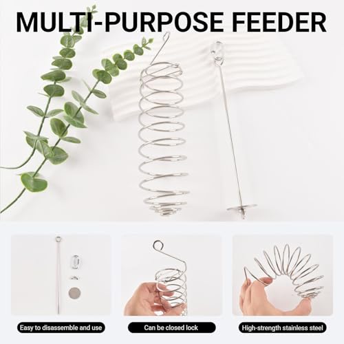 3 Pack Rabbit Toys, Bunny Rat Cage Food Holder Stainless Steel Slow Feeder Hanging Accessories for Rat Guinea Pig Chinchillas Rabbits Hamster Foraging Enrichment Small Animal Toys