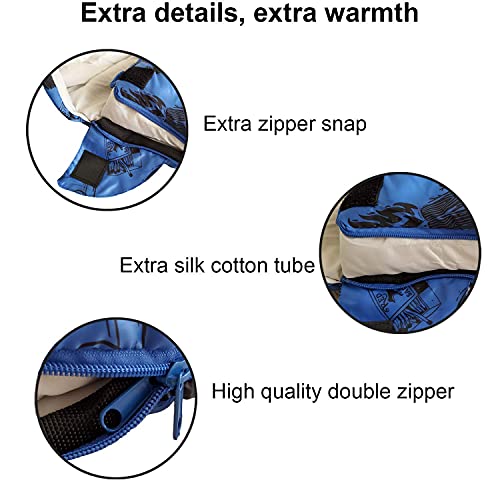 KidzAdventure Mummy Style 32 – 59F Kids Sleeping Bag with Pillow Sleeve, 4 Season, Lightweight and Backpacking Style, Ideal for Camping, Sleepover, Boys, Girls, and Youth - color: Blue youth up to 5'7"