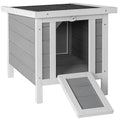 Wooden Bunny House Rabbit Cat Hutch, Feral Cats Outdoor Weatherproof Rabbit Hutch w/Ramp, Lockable Doors, Openable Top, Small Pet House for Rabbits, Bunnies, Guinea Pigs, 16.5" x 20.5" x 17.3" - color: Gray
