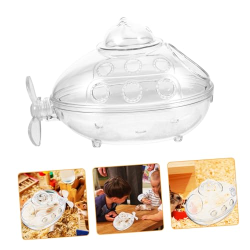 Hemoton Transparent Submarine-Shaped Hamster Sand Bath Box for Small Pets Multi-Functional Sand Bathroom and Toilet Accessory for Hamsters Mice and Chinchillas