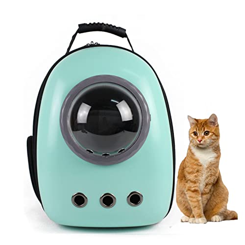 Pet Travel Carrier, Cat Dog Dome Space Capsule Bubble Backpack, Portable Waterproof Breathable Knapsack for Hiking, Traveling (Green 1) - color: Green 1