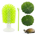 2 Pcs Turtle Brush with Suction Cups, 2 Large Decorative Duckweed, Turtle Tank Accessories, Not Easy to Peel, Shell Exfoliating Back Scrub Cleaning Brush (Green)