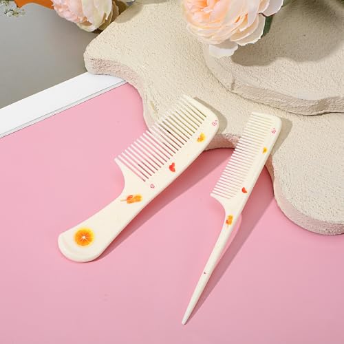Kifmurase 8 Pcs Cute Hair Comb Set, Toddler Tiny Hair Comb Rat Tail Baby Combs Pink Strawberry Baby Hairs Brush Plastic Parting Combs for Girls Curly Straight Long Hairs