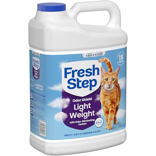 Fresh Step Advanced Odor Shield Light Weight Multi Cat Clumping Litter with Febreze Freshness, Ammonia Block Technology, 11.5 lb. Jug, Pack of 2 | Lightweight Clay Cat Litter, Jug, Easy to Lift and Pour, Scented with Febreze Freshness, Carbon for Strong O