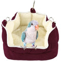 QBLEEV Bird Nest House, Parrot Winter Warm Bed for Cage Hanging Hammock | Soft plush snuggle hut tent, parrot cage accessories hideaway sleeping bed for budgie parakeet cockatiel conure lovebird - color: Red