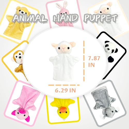 Cute Sheep Hand Puppets (1 Pack) for Kids, Toddlers and Adults, Farm Animals Plush Toys, Sheep Stuffed Animals Interactive Toys, Hand Puppet for Party Favors, Birthday, Teacher Student Award - style: Sheep
