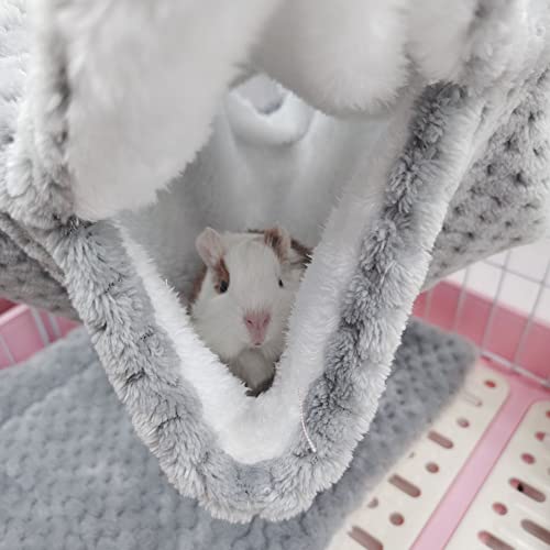Yanmucy Rat Hammock Double-Layer Fleece Guinea Pig Hammock House Warm Soft Rat Hammocks for Cage Accessories Ferrets Hideout Ferret Hamster Hammock for Small Animal Playing Sleeping (Grey) - color: Grey