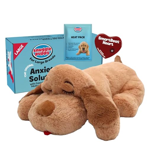 Snuggle Puppy Heartbeat Puppy Toy for Large Breeds, Plush Dog Toy with Real-Feel Pulse and Heat Pack for Crate Time, First Nights, and Rest - Biscuit - color: Large Breed Biscuit