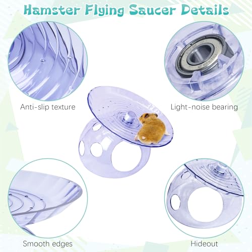 Hamiledyi Hamster Flying Saucer with Hideout House Plastic Hamster Wheel Small Animal Silent Running Wheel Gerbil Exercise Wheel Toy for Mice, Hamster and Other Small Pets (7In, Blue) - color: Blue