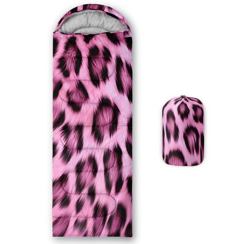QOOMO Camping Sleeping Bags,3 Season Warm & Cool Weather,Lightweight,Waterproof Sleeping Bags for Adults & Kids,Traveling,and Outdoors,Camping Gear Equipment - color: Leopard Print 24
