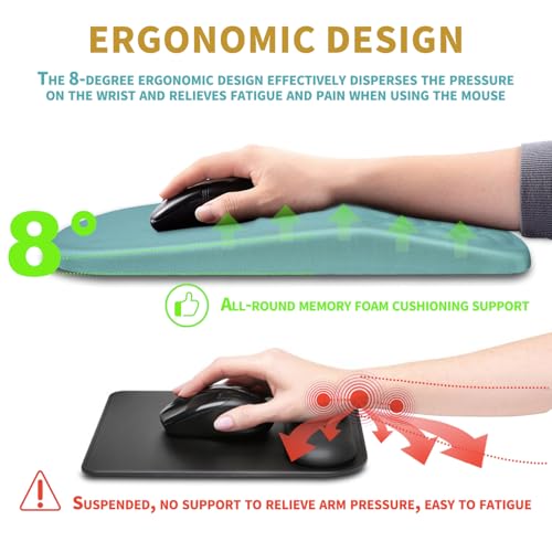 Hokafenle Ergonomic Mouse Pad Wrist Support with Massage Design, Wrist Rest Pain Relief Mousepad with Memory Foam&Non-Slip PU Base, Mouse Pads for Wireless Mouse & Desk (12x8 inch,Light Blue) - color: HK005-Light Blue