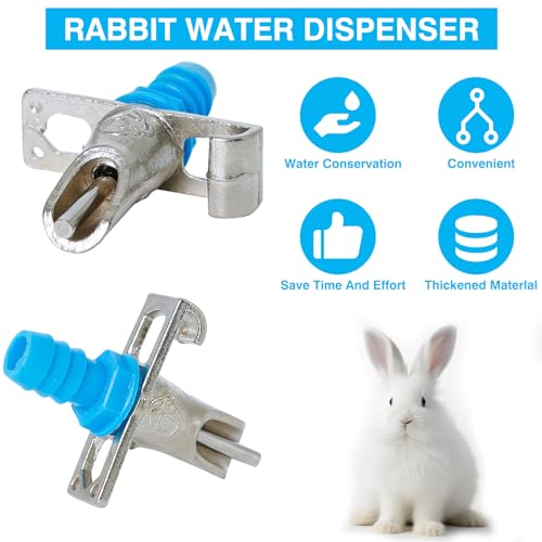 OCQOTAT Automatic Rabbit Watering System,Quail Rabbit Water Bottle Dispenser 8 Nipples Drinker,ID 5/16" Hose 19.68 Feets,Barb Fittings to G1/2" Thread,T-Fittings,Springs,Gaskets,Bucket Connector - color: Blue Rabbit Watering System Set