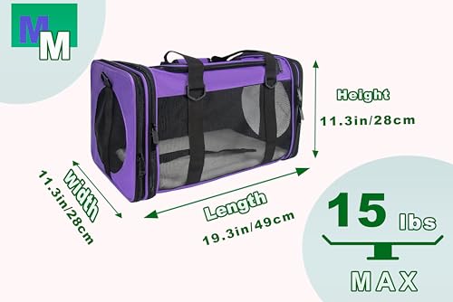 Soft-Sided Pet Carrier for Cats Small Dogs of 15 Lbs Medium Purple - color: New-Purple, size: Medium