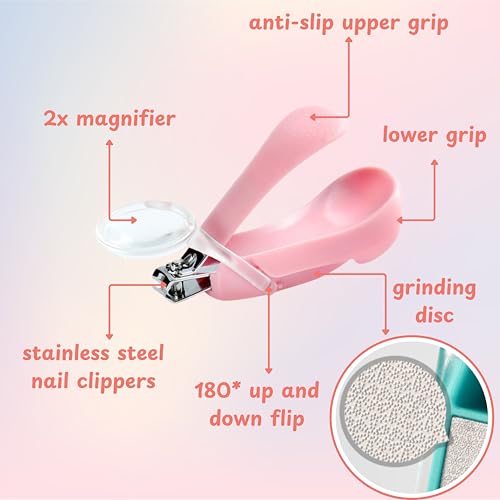 Hedgehog Toe Nail Clippers and Comb Set, 2 Pcs Hedgehog Soft Cleansing Brush and Toenail Clipper with Magnifier, Hedgehogs Massage Combs and Small Nail Clippers, Small Pet Grooming Supplies (Pink)
