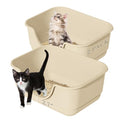 2 Pack Low Entry Small Litter Box for Kittens, Kitty Plastic Litter Boxes, Open Top, Anti-Splash High Sided Litter Tray Pan for Medium Pets, Puppy, Easy to Clean, 15.7"L*11.8"W*6.7"H (Beige) - color: Beige-2 Pack