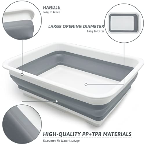 Fhiny Open Cat Litter Box, Kitten Potty Pan Semi-Enclosed Foldable Waterproof Travel Toilet for Indoor Cats Small Pet Kitty Rabbit Supplies Easy to Clean and Assemble 14.6"×10.6" - color: Grey-S