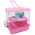 Tfwadmx Hamster Carrier, Dwarf Hamster Travel Cage, Portable Cages with Water Bottle, Gerbil Travel Carry Case Outdoor Vacation House for Small Mice(Pink,10.6”x8”x11.4”) - color: Pink