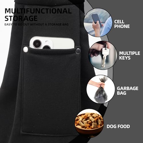ARZQUT Dog and Cats Carrier Sling, Small Pet Carrier with Storage Pocket | Reversible Puppy Sling Carrier, Safety Buckle, Storage bag, Machine Washable for Travel, Outdoor Activitie, Hand-Free, Black - color: Black