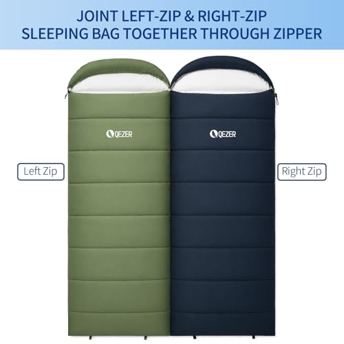 Sleeping Bag for Adults, Lightweight Sleeping Bag for Camping | 41°F-70°F, Hollow Fiber Fill, Full-Length Zipper, Compression Sack, Camping Travel Backpacking, Machine Washable