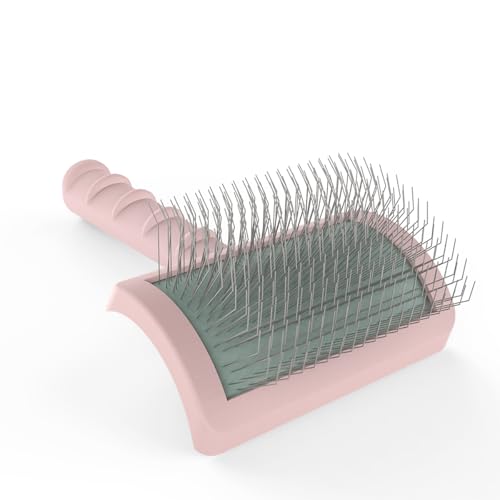 Dog Slicker Brush for Poodles Doodles Fluffy Deshedding Loose Hair. | Super Dense Soft Slicker Brush for Dogs,Grooming Brush for Matted Long Thick Curly Fur,Fluff Shedding Tangles Knots.25mm. - color: pink