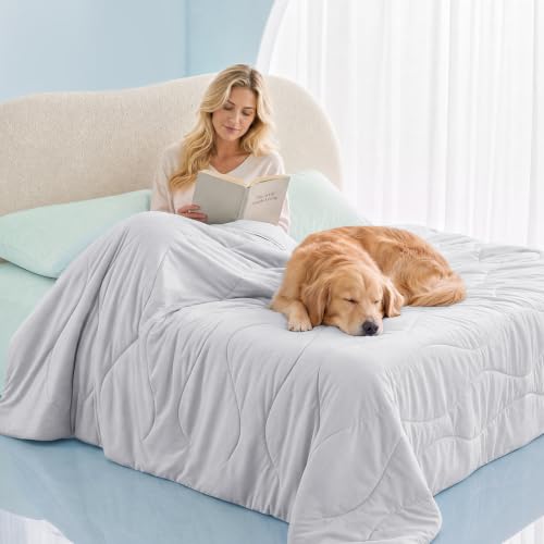 Luciphia Cooling Dog Blanket, Q-MAX>0.5 Pet Throw for Couch, Crate & Bed | Cools on contact—no power needed. Soft, breathable, gentle on sensitive skin; dog & cat cooling throw, Light Grey,60x80 - color: Light Grey, size: 60x80 inches