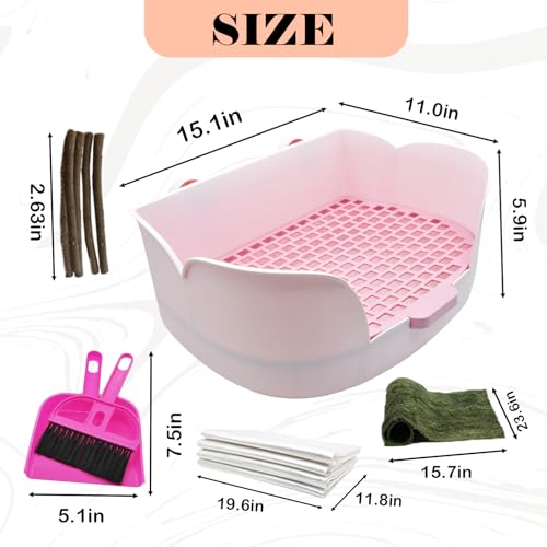 15.1"X11.0" Large Rabbit Litter Box,Plastic Square Rabbits Potty Trainer with Bigger Pan Bunny Corner Toilet Box with Small Animal Disposable Liner for Guinea Pigs Hamster Chinchilla(Purple) - color: 【Purple】