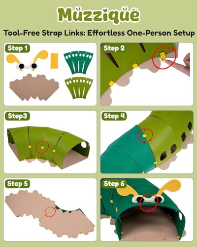 Felt Cat Tunnel, Connectable Large Cute Rabbit Tunnel Bed, with Hair Brush | Indoor Modular S Caterpillar Shape Kitten Cave, Interactive Hole Toy, Hideaway Bunny Furniture, Peekaboo Green Entertainment