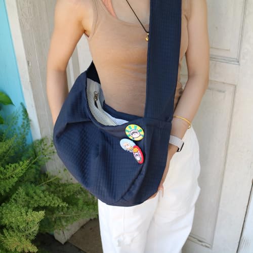 Ferret Sling Carrier - Pet Carrying Bag with Adjustable Strap Hands Free Shoulder Bag Crossbody Travel Slings Soft Small Animal Bonding Pouch Front Backpack for Ferret Rabbit Puppy Kitten (Dark Blue) - color: Dark Blue