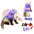 Small Animal Harness and Leash Set, Adjustable Escape Proof Ferret Harness Vest for Adult Ferret, Meerkat, King Squirrel & Fancy Rat, Soft Comfortable Pet Walking Harness with Leash - color: Purple