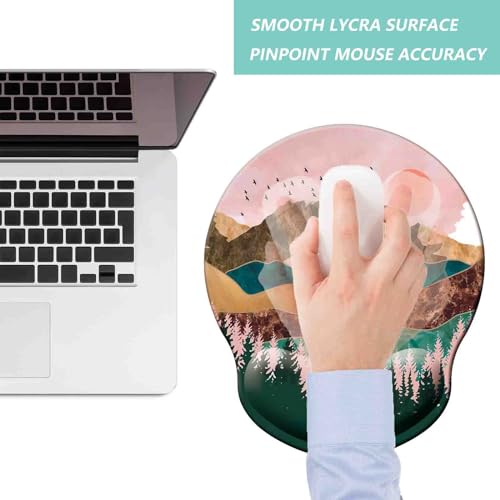 Mouse Pad with Wrist Support, Ergonomic Mouse Pad with Memory Foam Wrist Rest Cushion, Non-Slip Rubber Base Gaming Mice Pad for Home Office Computer Laptop, Sunrise - color: R-sunrise