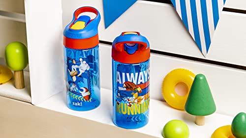Zak Designs Sonic the Hedgehog Kids Water Bottle with Spout Cover and Built-in Carrying Loop, Made of Durable Plastic, Leak-Proof Water Bottle Design for Travel (17.5 oz, Pack of 2) - color: Sonic the Hedgehog