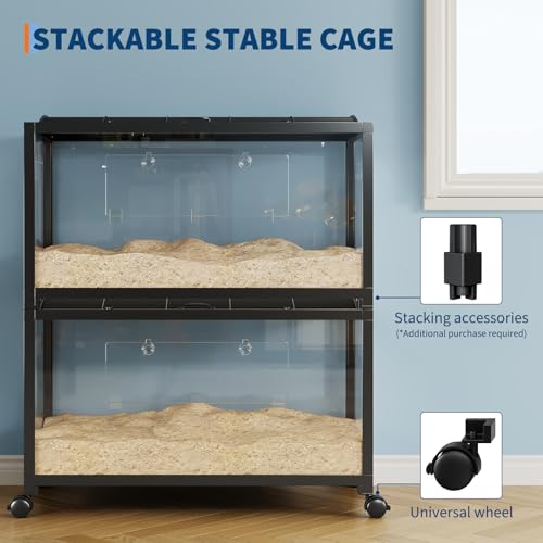 Garvee Large Hamster Cage, Guinea Pig Cage with Wheels, Pet Rat Cage, Stackable Chew Proof Metal Small Animal Habitat for Chinchillas, Hedgehog, Syrian, Gerbil