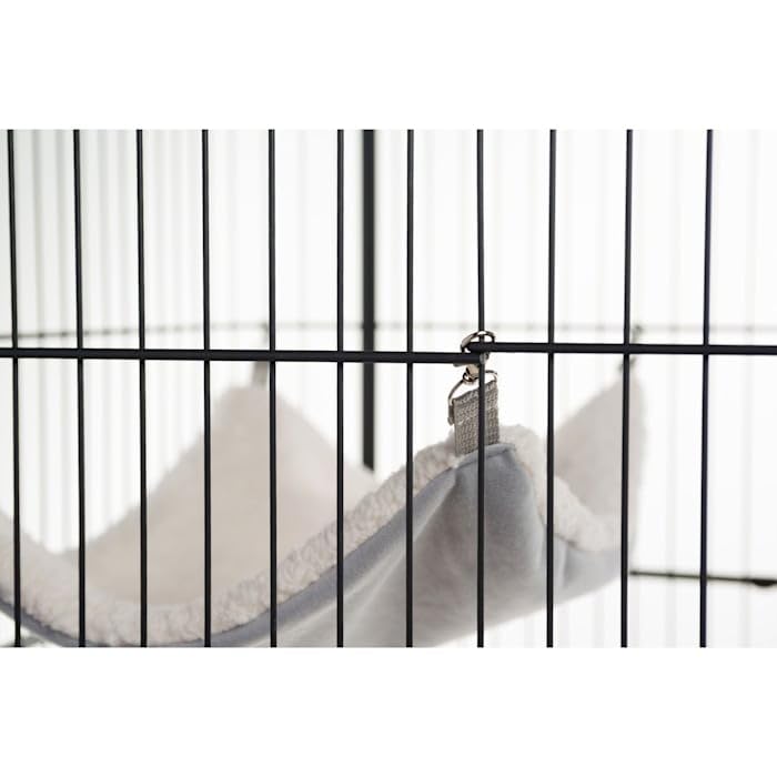 Prevue Pet Products Replacement Hammock - Cat Accessories for Cages, Hanging Bed, Soft & Comfortable with Metal Clips for Hanging, for Guinea Pigs, Rats, Ferrets, Chinchillas, & Small Animals - Gray