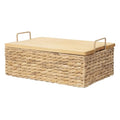 Handmade Water Hyacinth Woven Storage Basket with Lid, Multi - Functional Wicker Organizing Baskets (Small) - size: Small (Single)