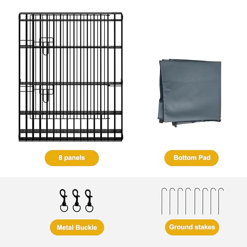 Puppy Playpen with Top Cover,Dog Pen Foldable Dog Fence 8 Panels 30 Inch | Dog Playpen with Door for Indoor Outdoor,Dog Exercise Fences for Small Medium Animals - size: 30''H