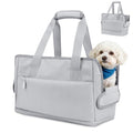 Dog Purse Carrier for Small Dogs Under 10 lbs Soft Sided Pad | Adjustable Velcro Side Pad, Extendable Bottom, Safety Leash Clip, Large Storage Pocket, Gray - color: Gray