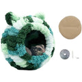 Hand-Knitted Sugar Glider Bed, Warm Small Animal Hideout, Fluffy Hamster Hammock with Sturdy Frame, Washable Cute Bear Ear Pouch, Secure Cage Attachment Nest (Blue) - color: Blue