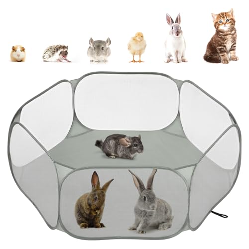 Pawaboo Small Animals Playpen, Gray | Waterproof Small Pet Cage Tent, Strong Steel Wire Frame, Portable Outdoor - color: Gray
