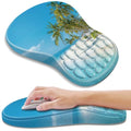 YIWEI Ergonomic Mouse Pad with Wrist Rest for Carpal Tunnel Pain Relief | Memory Foam Wrist Support,Non-Slip Rubber Base, Keyboard Computer Mousepad,Lycra Cloth Surface,Gaming Home Office - color: Beach-2